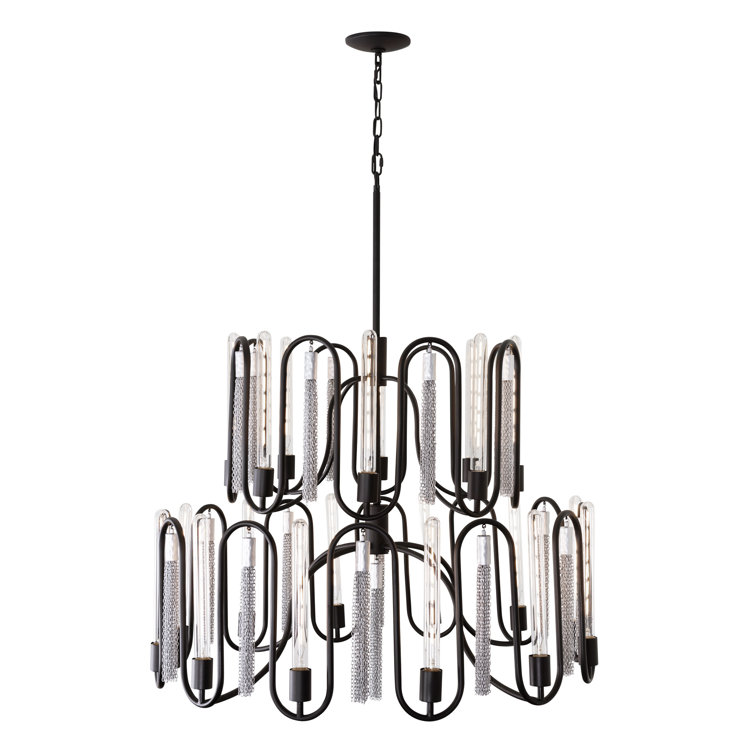 Darden 20-Light Chrome Drum Tiered Chandelier