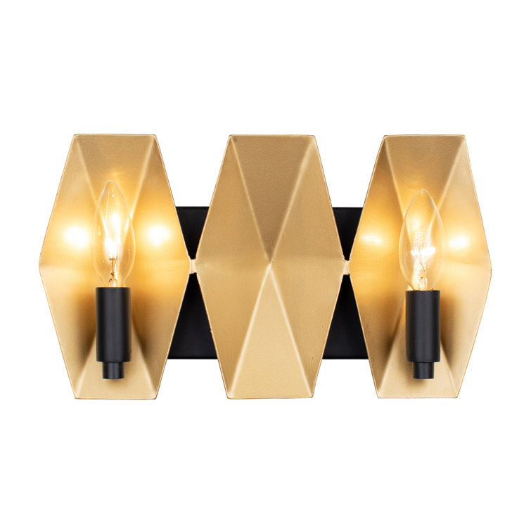 Malone Hexagonal Black & French Gold 2-Light Bath Vanity