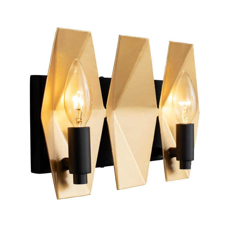 Malone Hexagonal Black & French Gold 2-Light Bath Vanity
