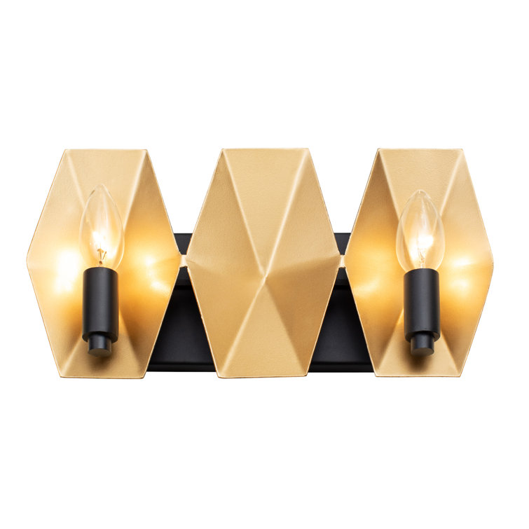 Malone Hexagonal Black & French Gold 2-Light Bath Vanity