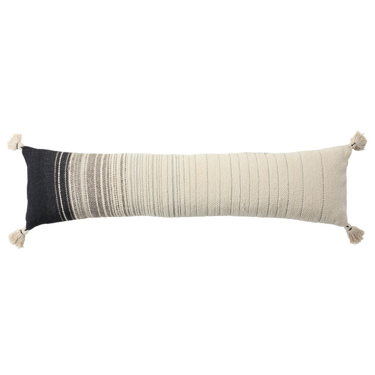 Striped Cotton Blend Lumbar Pillow with Tassels