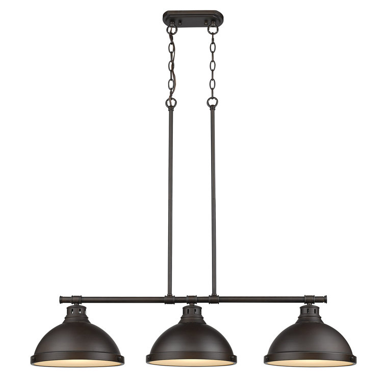 Duncan 3-Light Rubbed Bronze Linear Pendant with Glass Diffusers