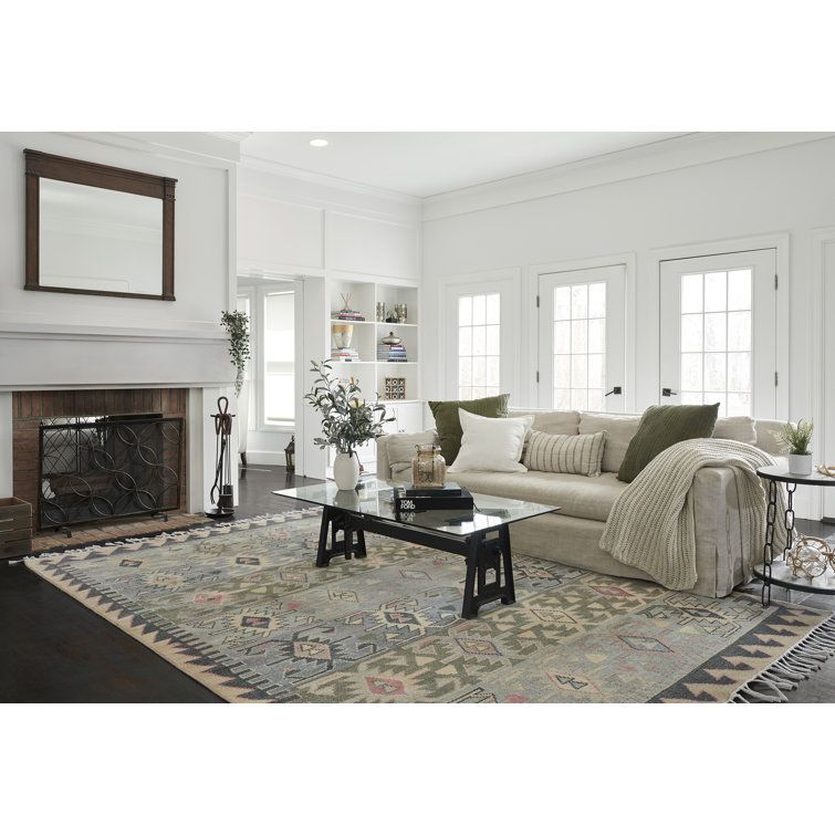 Nomad Blue Wool Hand-Knotted Geometric Area Rug