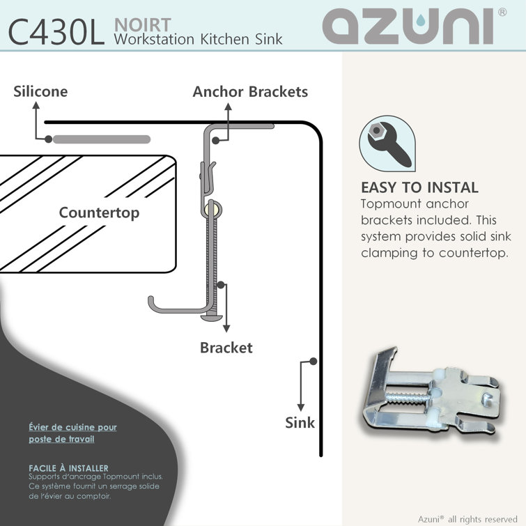 AZUNI Avanti Drop-in 31 inch Stainless steel Single Bowl Kitchen Sink