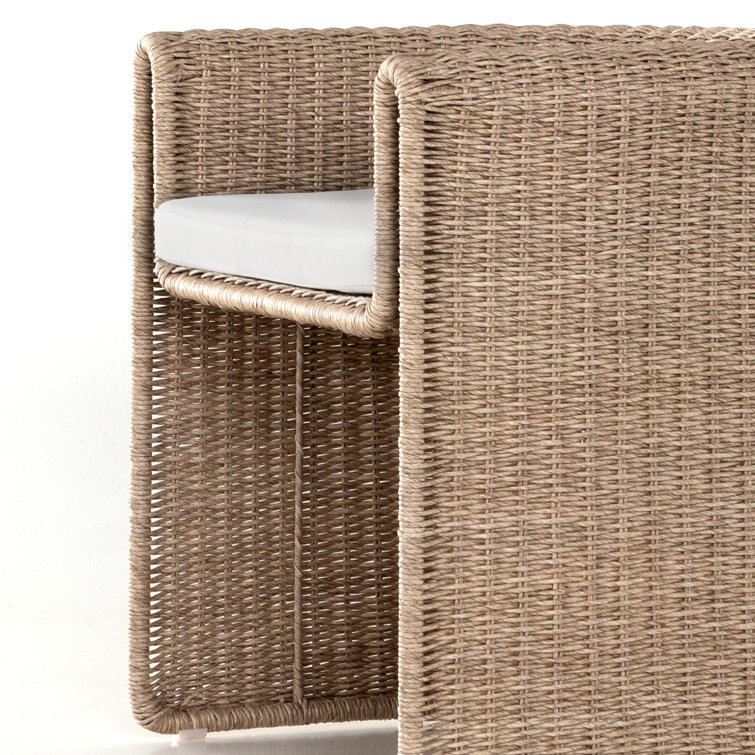 Madelena Beige Wicker Outdoor Dining Chair with Cushion