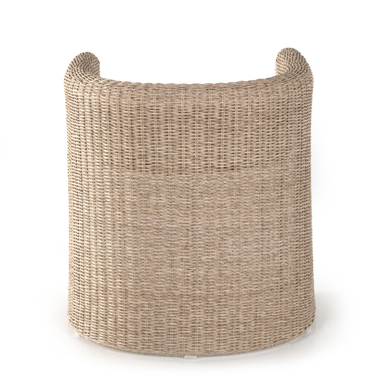 Madelena Beige Wicker Outdoor Dining Chair with Cushion