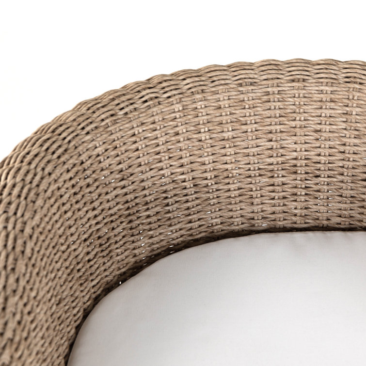 Madelena Beige Wicker Outdoor Dining Chair with Cushion