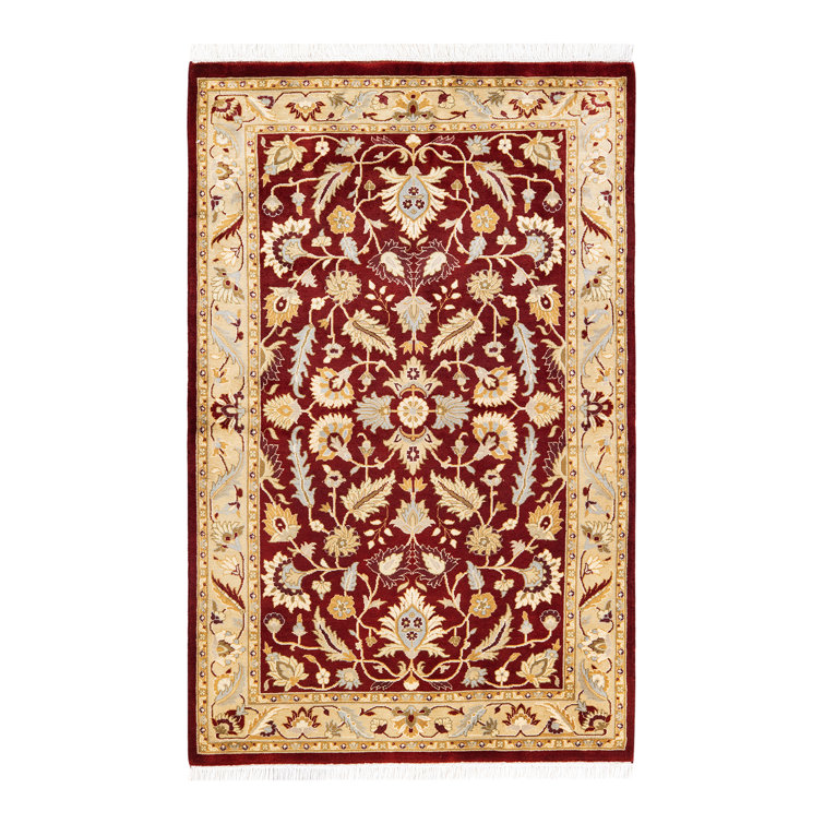 Hand-Knotted Red Wool Traditional 3' x 5' Area Rug