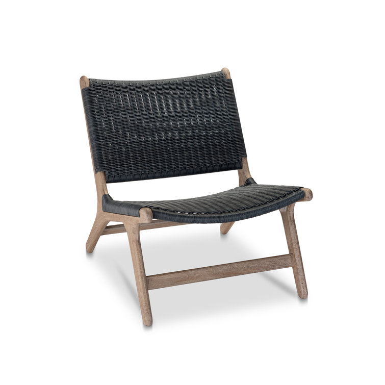 Almira Driftwood Teak and Navy Wicker Lounge Chair Set