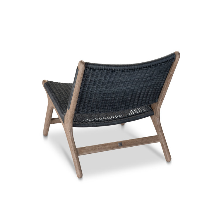 Almira Driftwood Teak and Navy Wicker Lounge Chair Set