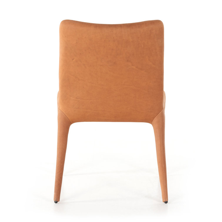 Heritage Camel Leather Upholstered Arm Chair with Wood Accents