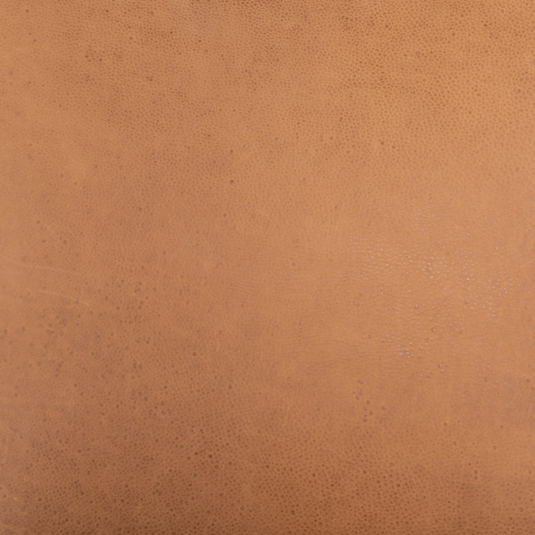 Heritage Camel Leather Upholstered Arm Chair with Wood Accents