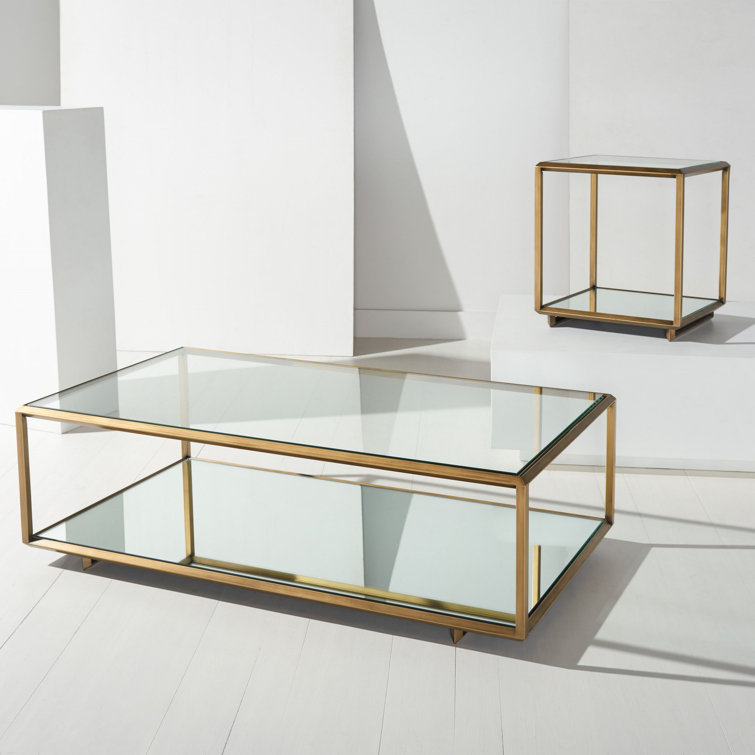 Florabella Bronze Mirrored Glass Coffee Table with Storage