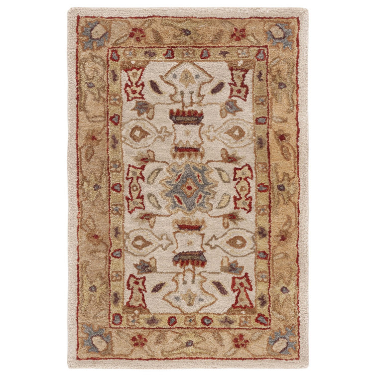 Hand-Tufted Ivory and Gold Wool Accent Rug, 2' x 3'