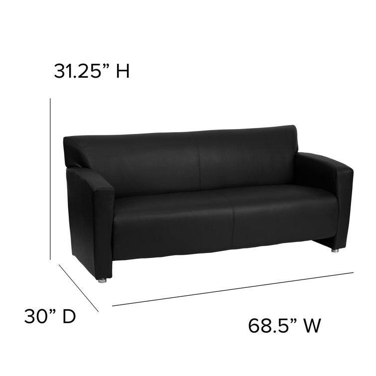 Elegant Black LeatherSoft Flared Arm Reception Sofa