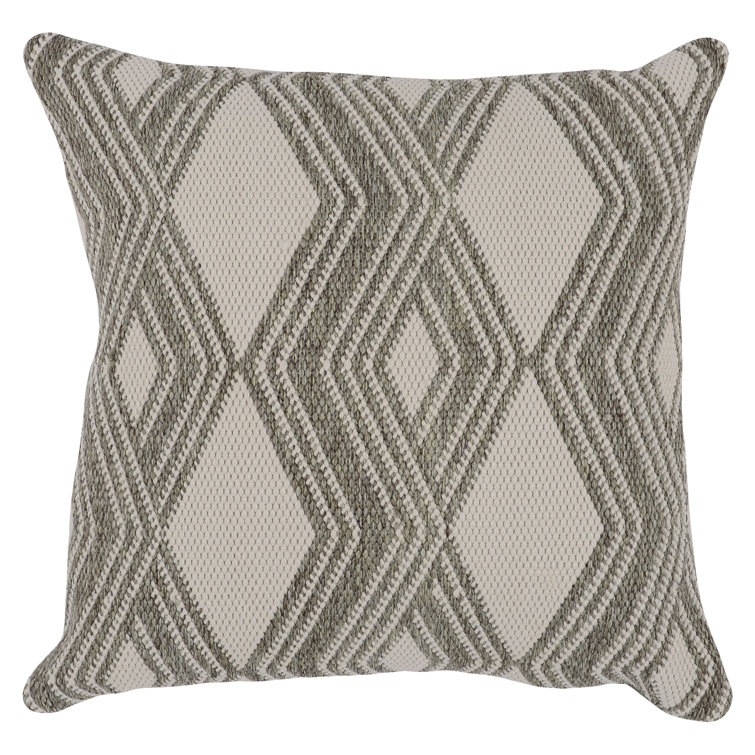 Gray Geometric Handwoven 22" Indoor/Outdoor Throw Pillow