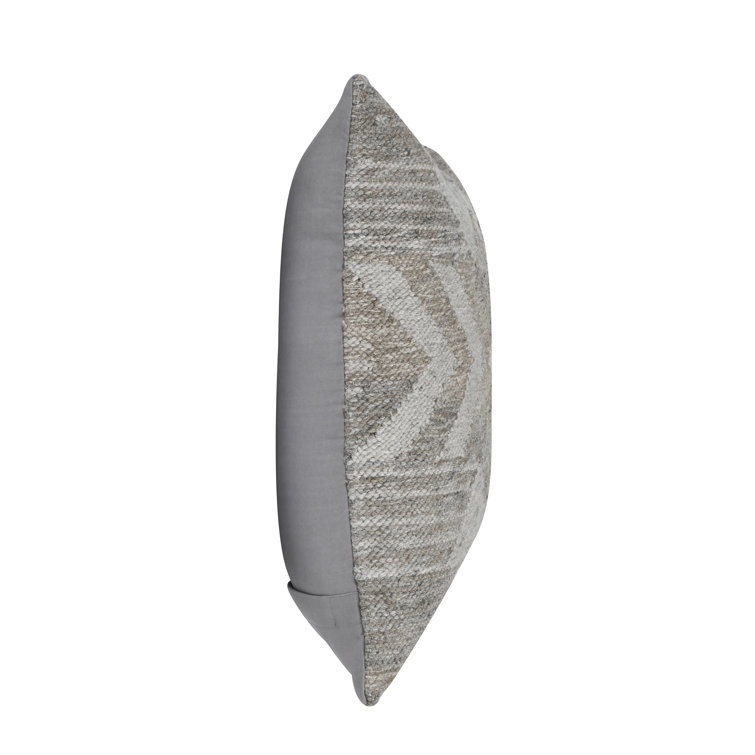 Gray and Beige Geometric Handwoven Outdoor Throw Pillow
