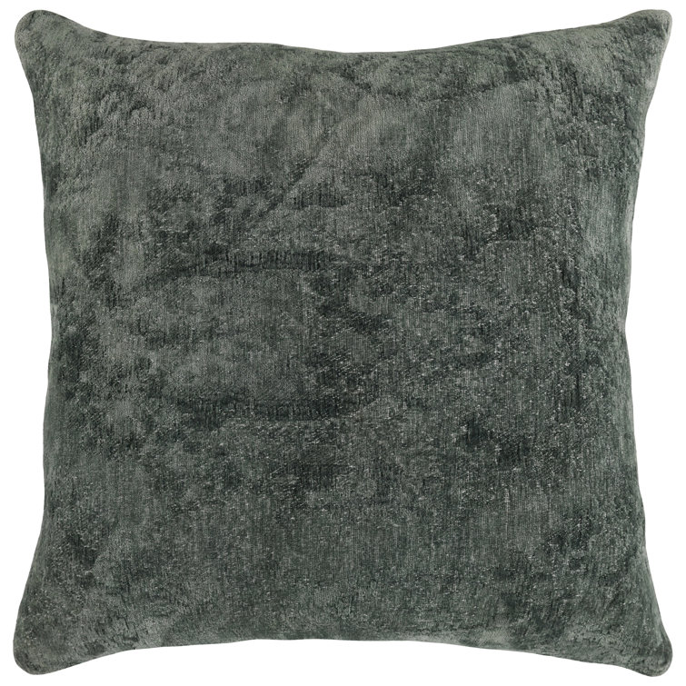 Dark Gray Chenille-Cotton Blend Square Throw Pillow
