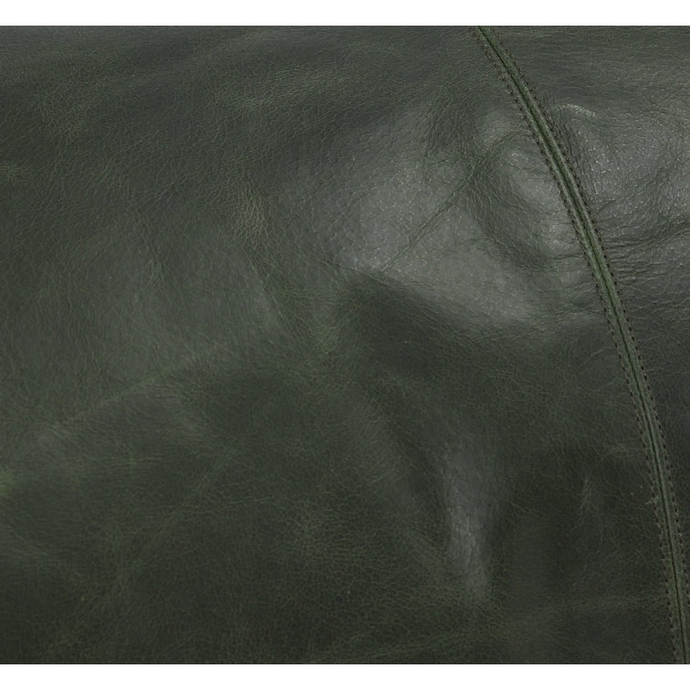 Forest Green Genuine Leather Embroidered Rectangular Pillow