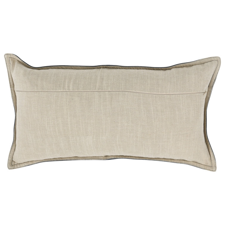 Forest Green Genuine Leather Embroidered Rectangular Pillow