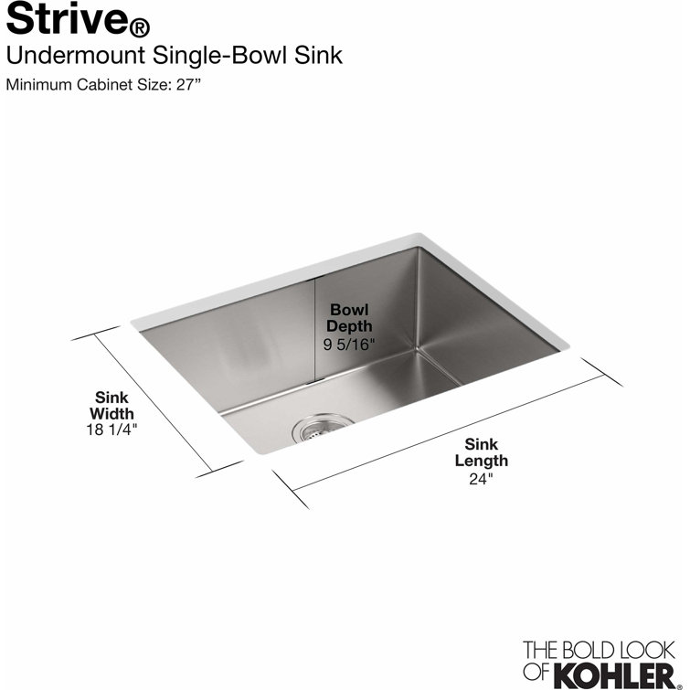 Strive 24" Stainless Steel Under-Mount Single Bowl Kitchen Sink