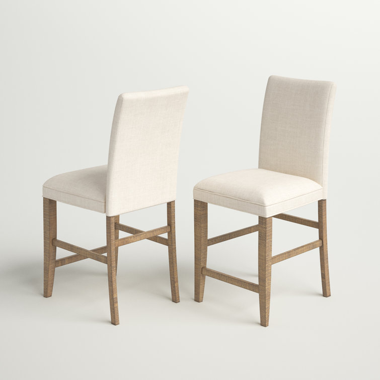 Carlyle Crossing Cream Upholstered Counter Stool in Distressed Pine