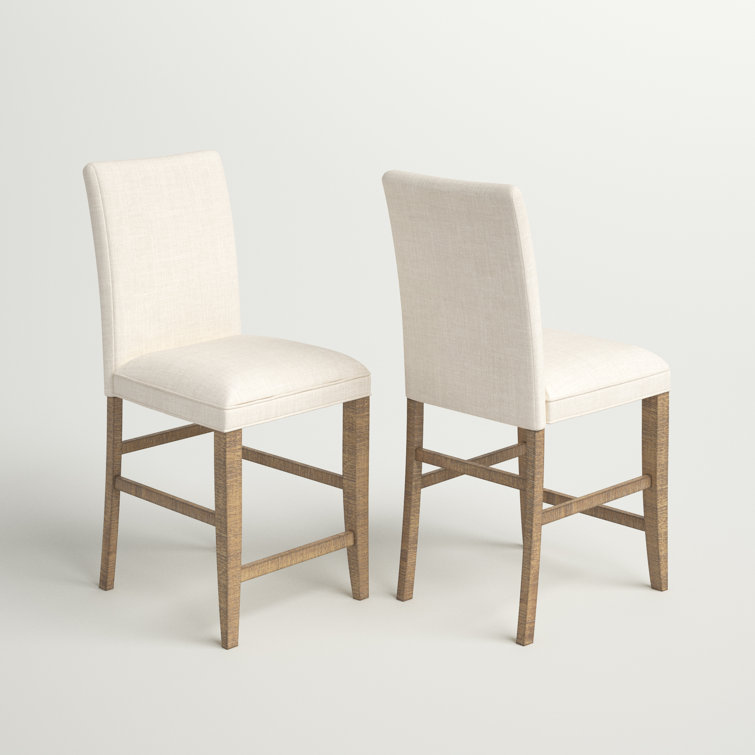 Carlyle Crossing Cream Upholstered Counter Stool in Distressed Pine
