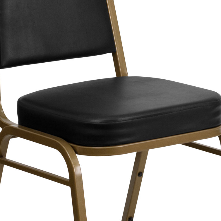 Black Vinyl and Gold Frame Stacking Banquet Chairs