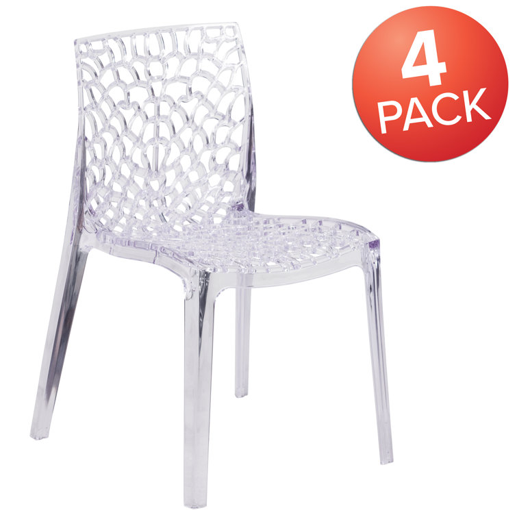 Amelia Transparent Artistic Pattern Stacking Side Chair Set
