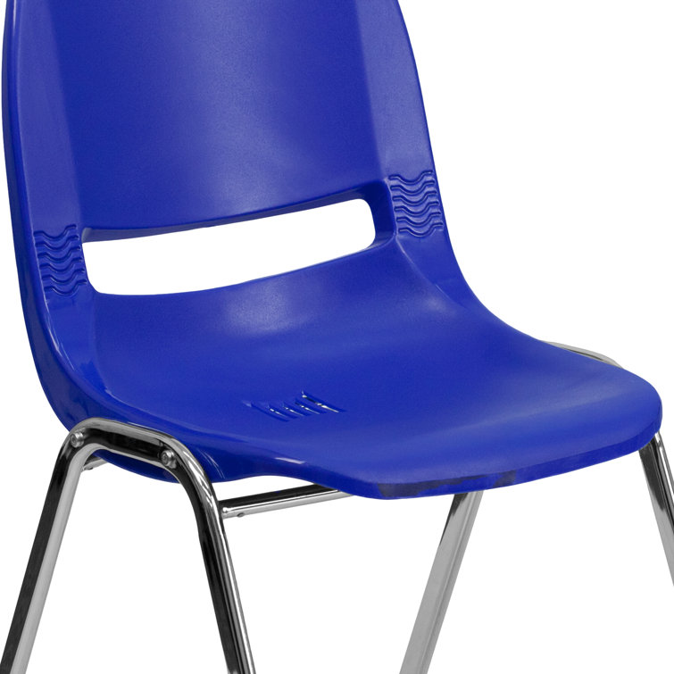Navy Chrome Ergonomic Mid-Back Stacking Chair for Education