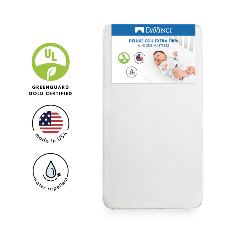 White Waterproof Innerspring Mini Crib Mattress, GREENGUARD Certified