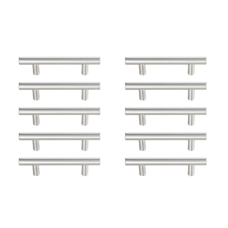 Brushed Nickel Modern Bar Pull with Mounting Hardware