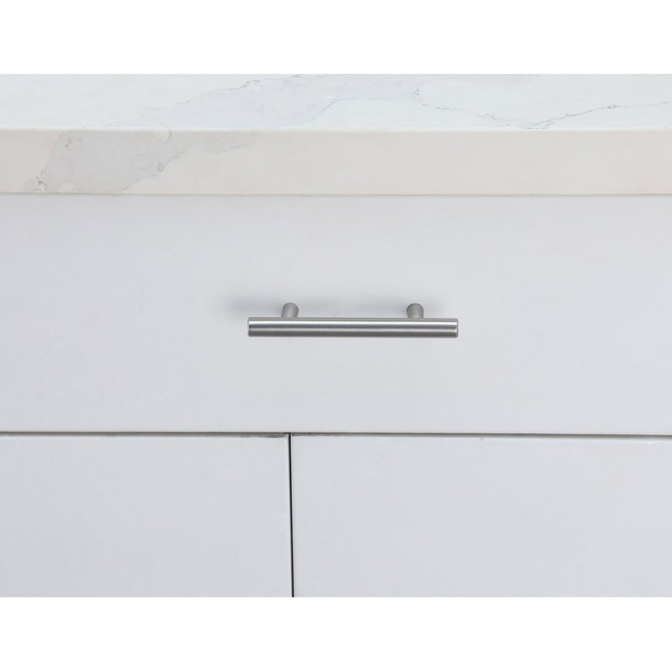 Brushed Nickel Modern Bar Pull with Mounting Hardware