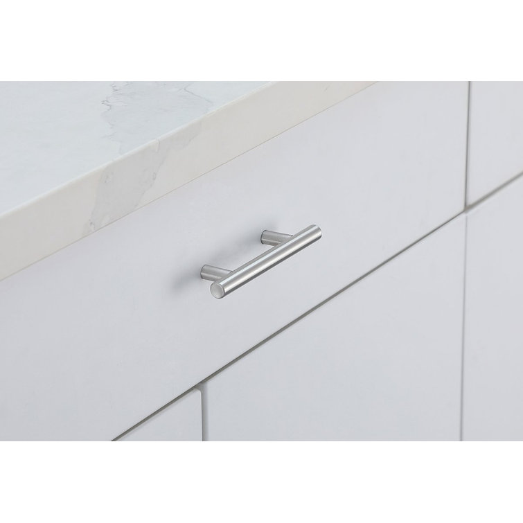 Brushed Nickel Modern Bar Pull with Mounting Hardware