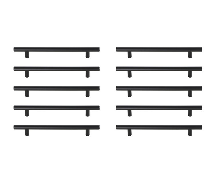 Matte Black Modern Bar Pull with Mounting Hardware