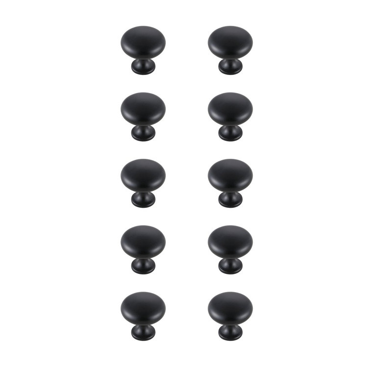 Matte Black Round Mushroom Knob Set with Mounting Hardware