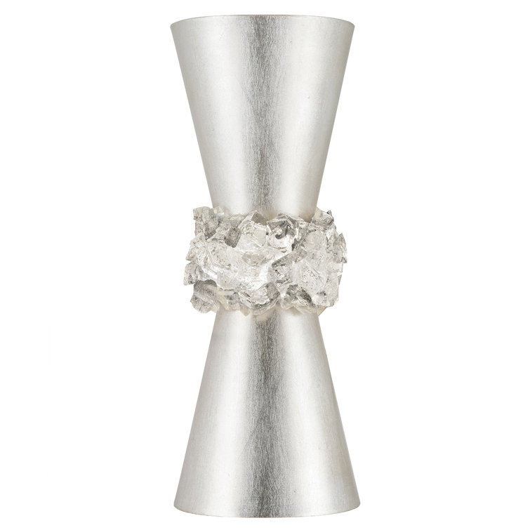 Platinized Silver Leaf Crystal Gem 14.5" Direct Wired Sconce