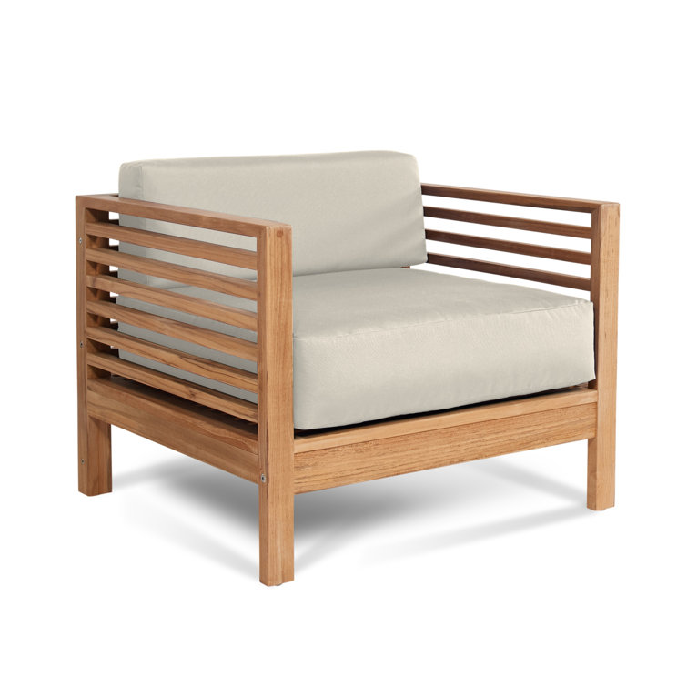 Natural Teak Outdoor Lounge Chair with Canvas Cushions