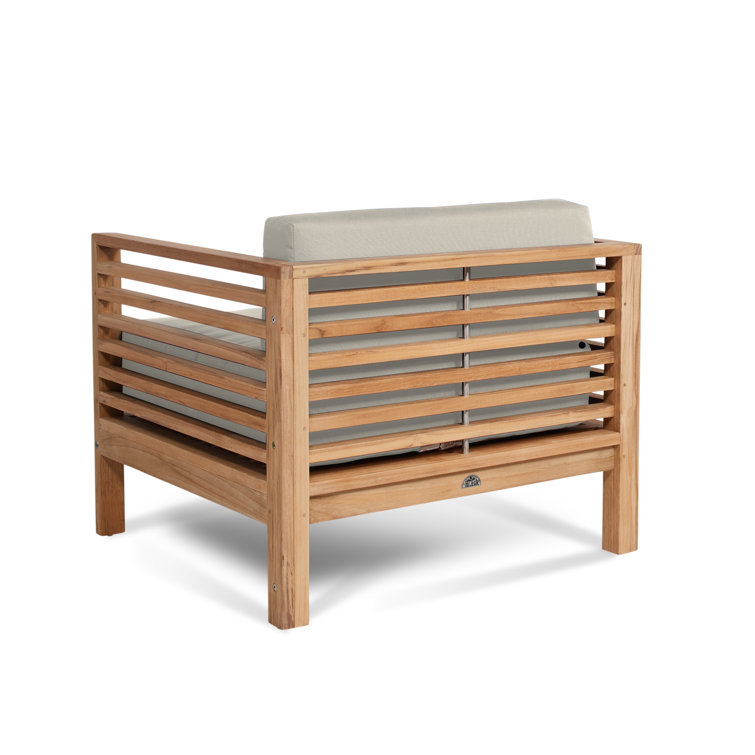Natural Teak Outdoor Lounge Chair with Canvas Cushions