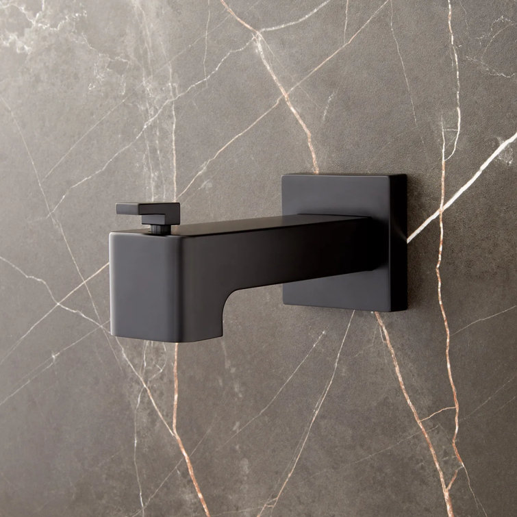 Matte Black Brass Wall Mounted Tub Spout with Diverter