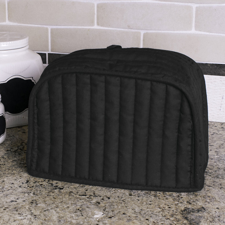 Black Quilted Polyester and Cotton Two-Slice Toaster Cover