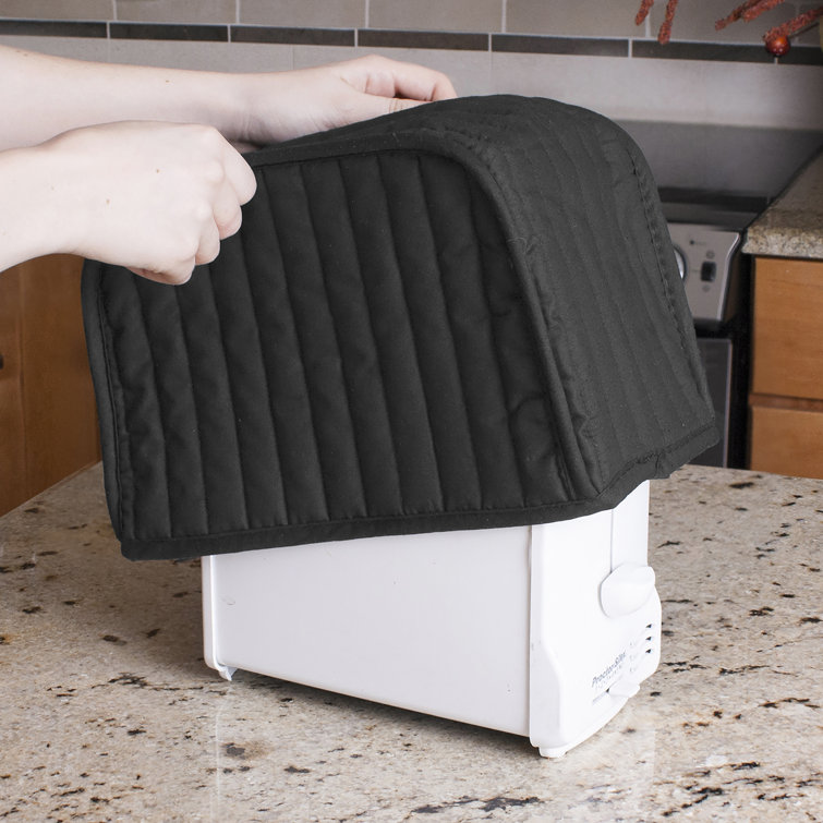 Black Quilted Polyester and Cotton Two-Slice Toaster Cover