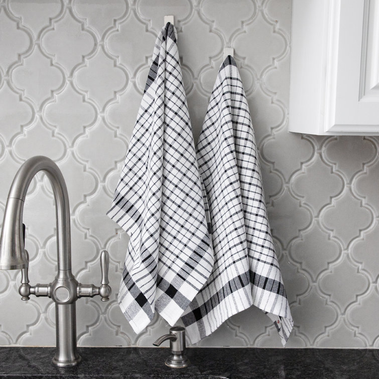 Black and White Checkered Cotton Kitchen Towel Set