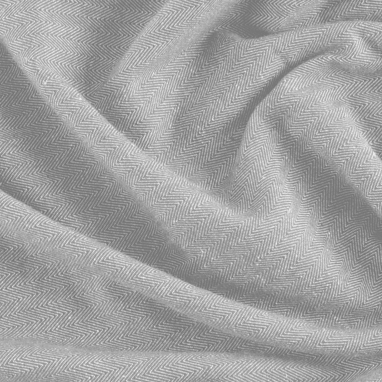 Gray Pleated Cotton Light-Filtering Rod Pocket Panel
