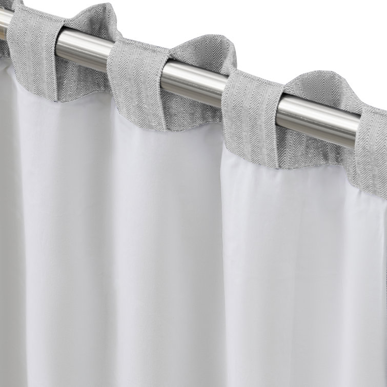 Gray Pleated Cotton Light-Filtering Rod Pocket Panel