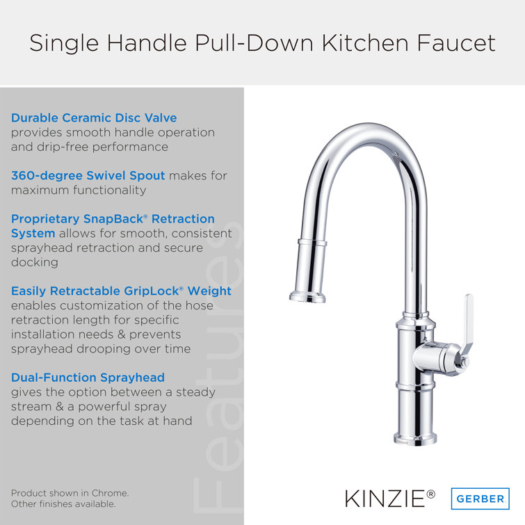 Kinzie Stainless Steel Single Handle Pull-Down Kitchen Faucet