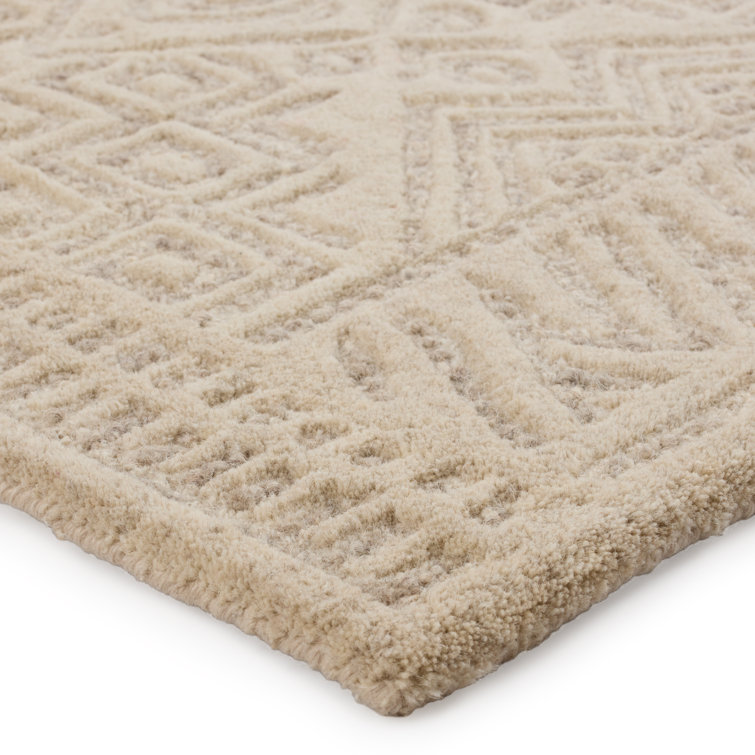 Handmade Beige Wool Tufted Oriental 10' x 14' Rug