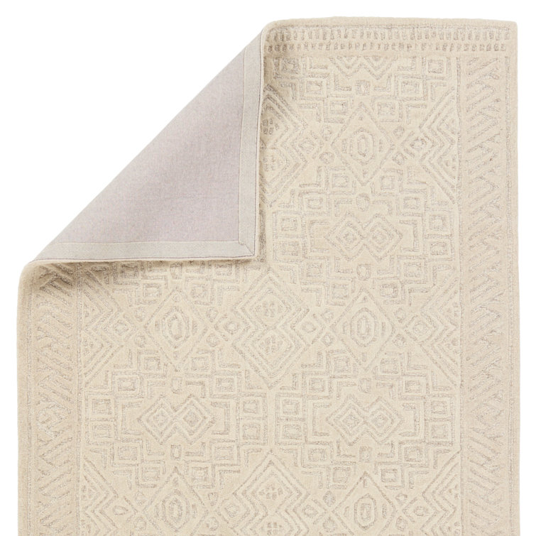Handmade Beige Wool Tufted Oriental 10' x 14' Rug