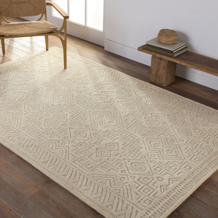 Handmade Beige Wool Tufted Oriental 10' x 14' Rug