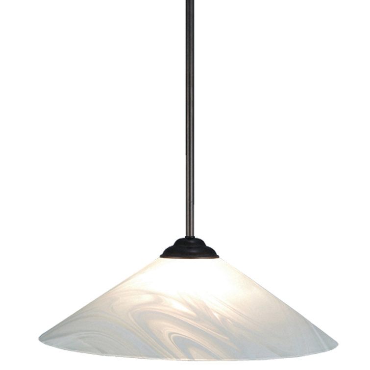 Craftsman Brown Glass Cone Pendant Light with White Shade